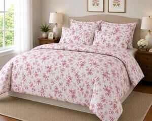 Nanette Lepore KING Sheet Set 6 Piece White Pink Floral Microfiber Bedding